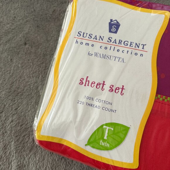 NEW Vintage Susan Sargent Home Collection Twin Sheet Set 100% Cotton Foxtrot - Picture 5 of 5